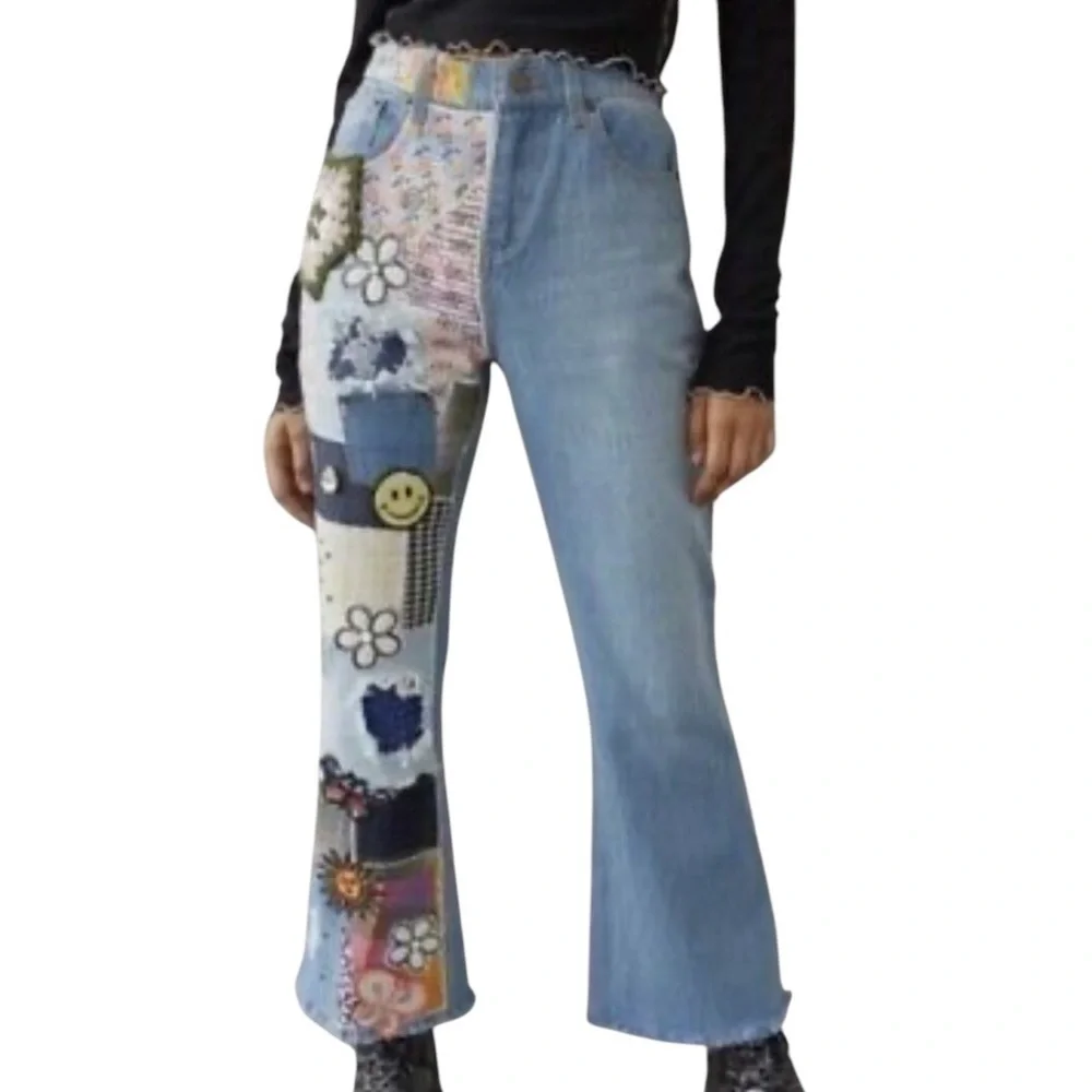 BDG High-Waisted Flare Boho Bliss Outfitters-Patch-Crochet-Embroider size 27 - Picture 3 of 13